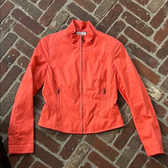 Akris Punto Coral Mock Neck Zip Up Jacket Size 4 - Picture 1 of 5
